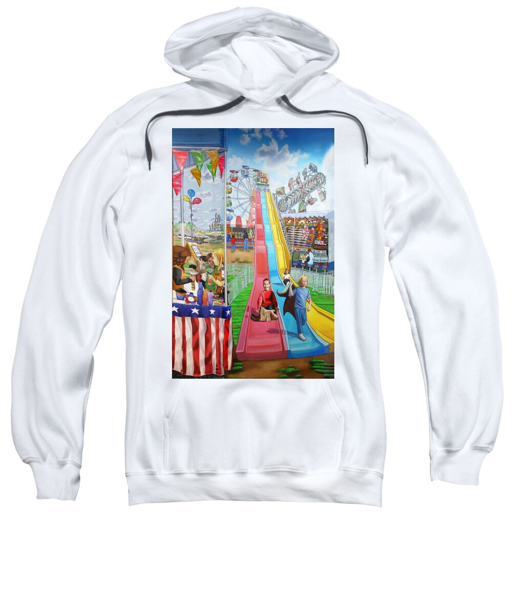 Long Island Sweatshirt featuring the painting Hecksher Park Fair by Bonnie Siracusa