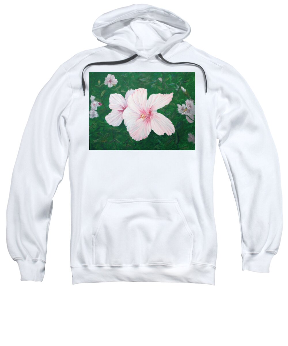 Flower Sweatshirt featuring the painting Hibiscus by Mike Jenkins