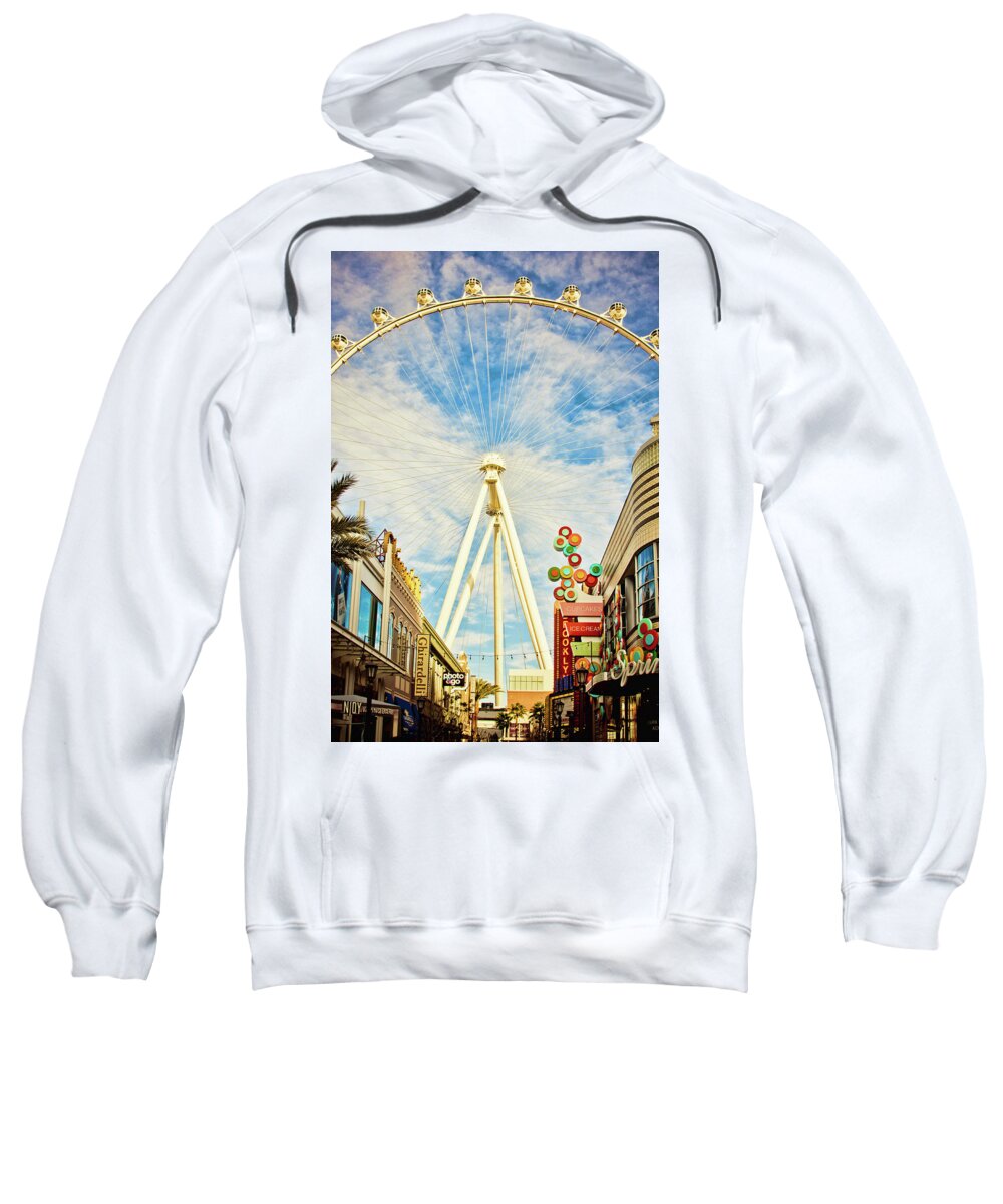 High Roller Wheel Sweatshirt featuring the photograph High Roller Wheel, Las Vegas by Tatiana Travelways