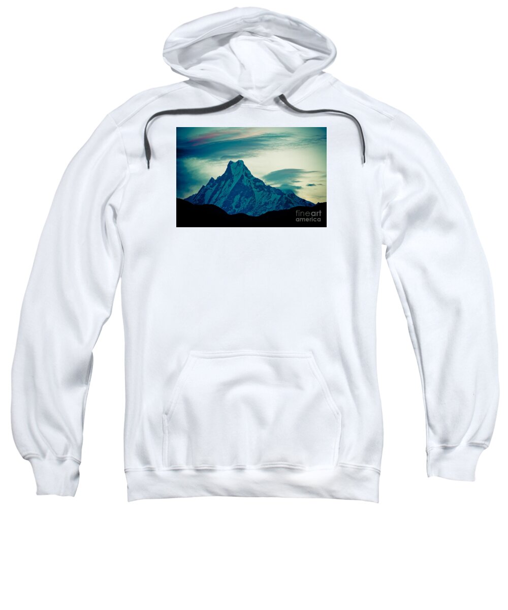 Annapurna Sweatshirt featuring the photograph Holy Mount Fish Tail Machhapuchare 6998m by Raimond Klavins