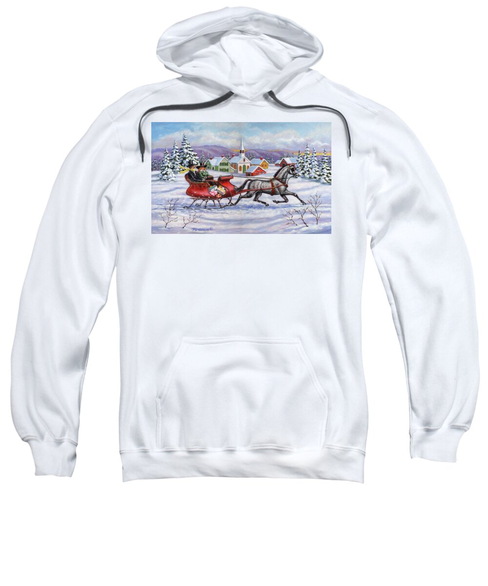 Cutter Sweatshirt featuring the painting Home For Christmas by Richard De Wolfe