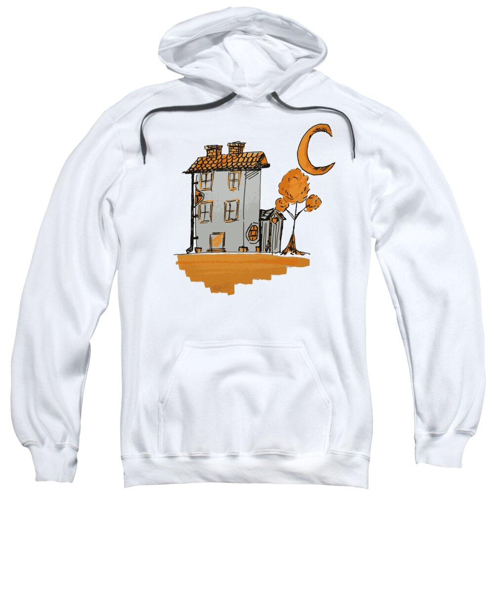 House Sweatshirt featuring the digital art House and moon by Piotr Dulski