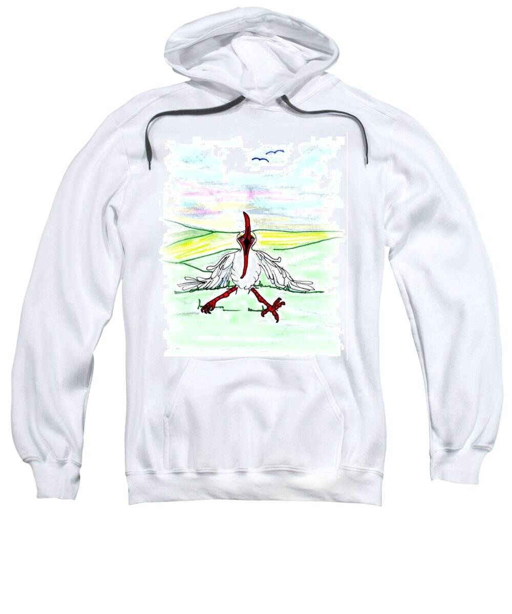 Ibis Sweatshirt featuring the drawing I'll never fly again by Carol Allen Anfinsen