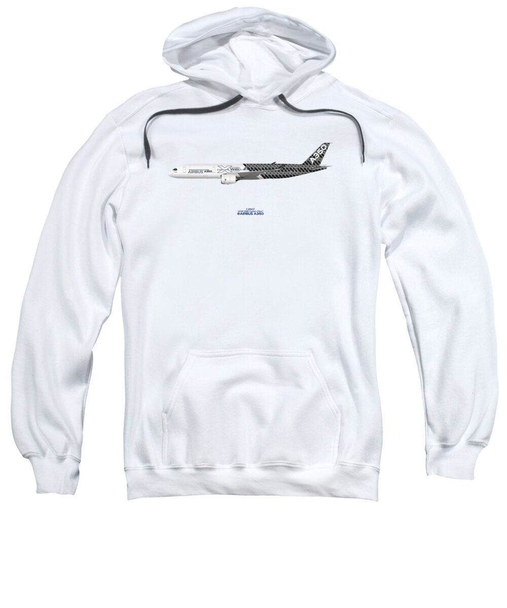 Airbus Sweatshirt featuring the digital art Illustration of Airbus A350 F-WWCF - Blue Version by Steve H Clark Photography