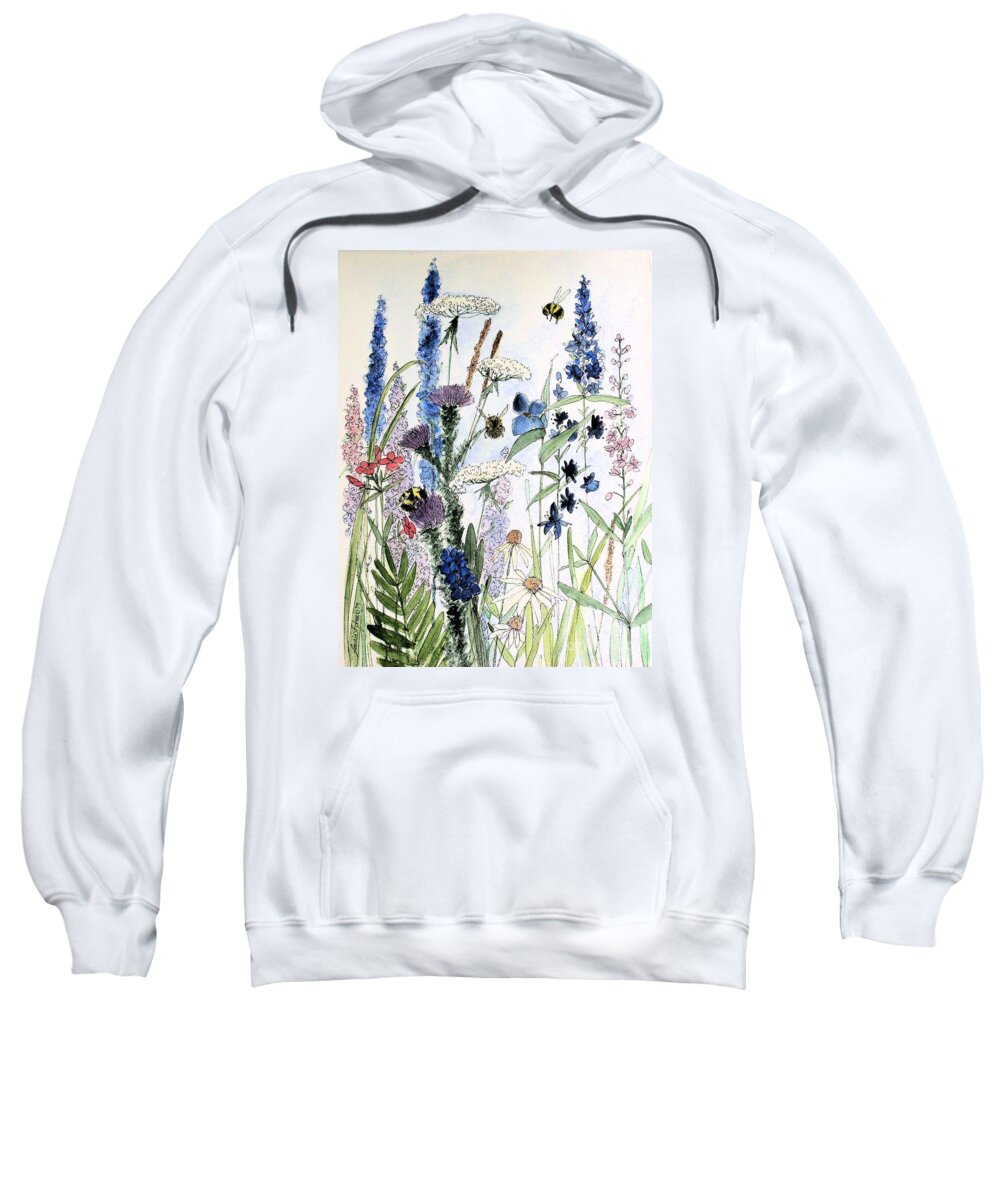 Botanical Sweatshirt featuring the painting In the Garden by Laurie Rohner