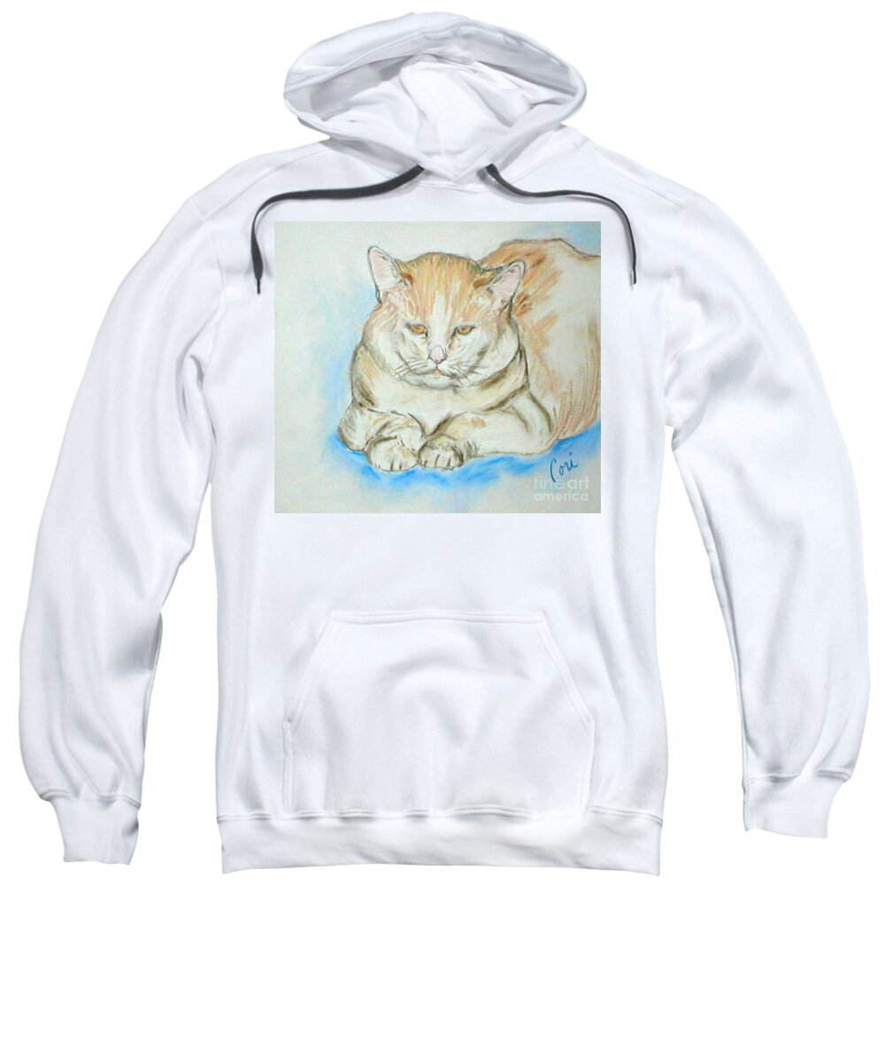 Pastel Sweatshirt featuring the drawing In Waiting by Cori Solomon