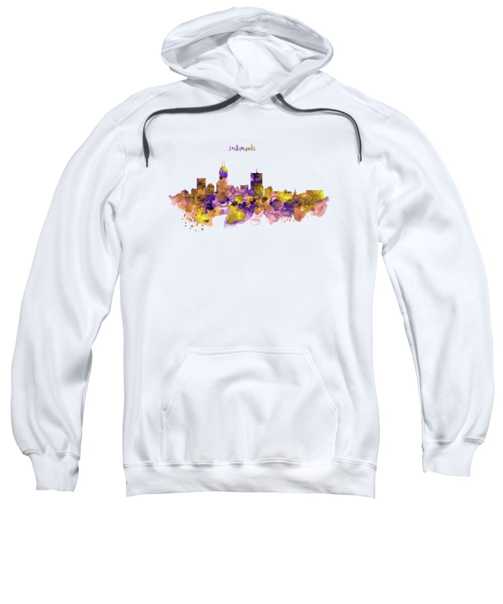 Indianapolis Sweatshirt featuring the painting Indianapolis Skyline Silhouette by Marian Voicu