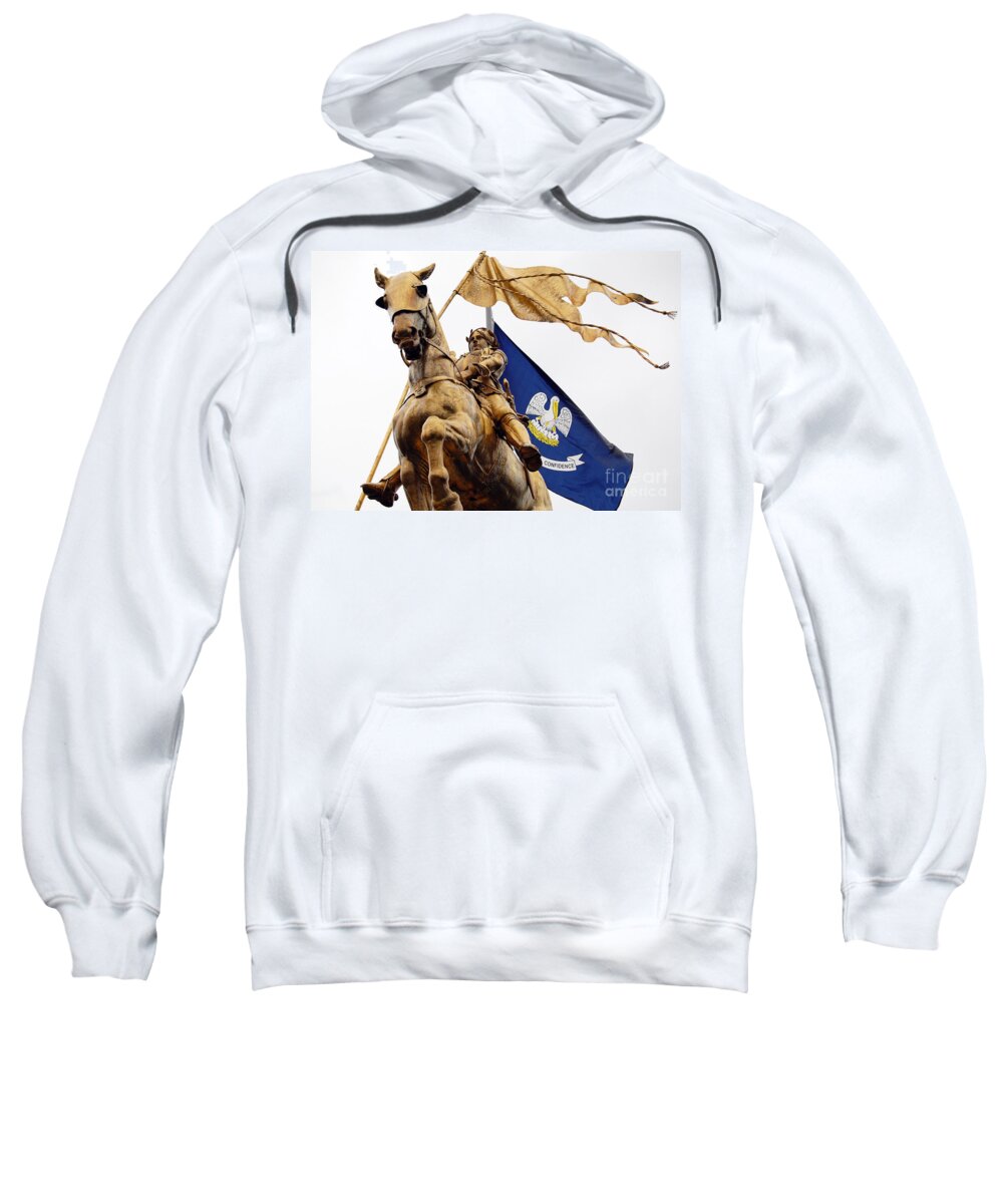 Travelpixpro New Orleans Sweatshirt featuring the photograph Joan of Arc Statue French Quarter New Orleans by Shawn O'Brien