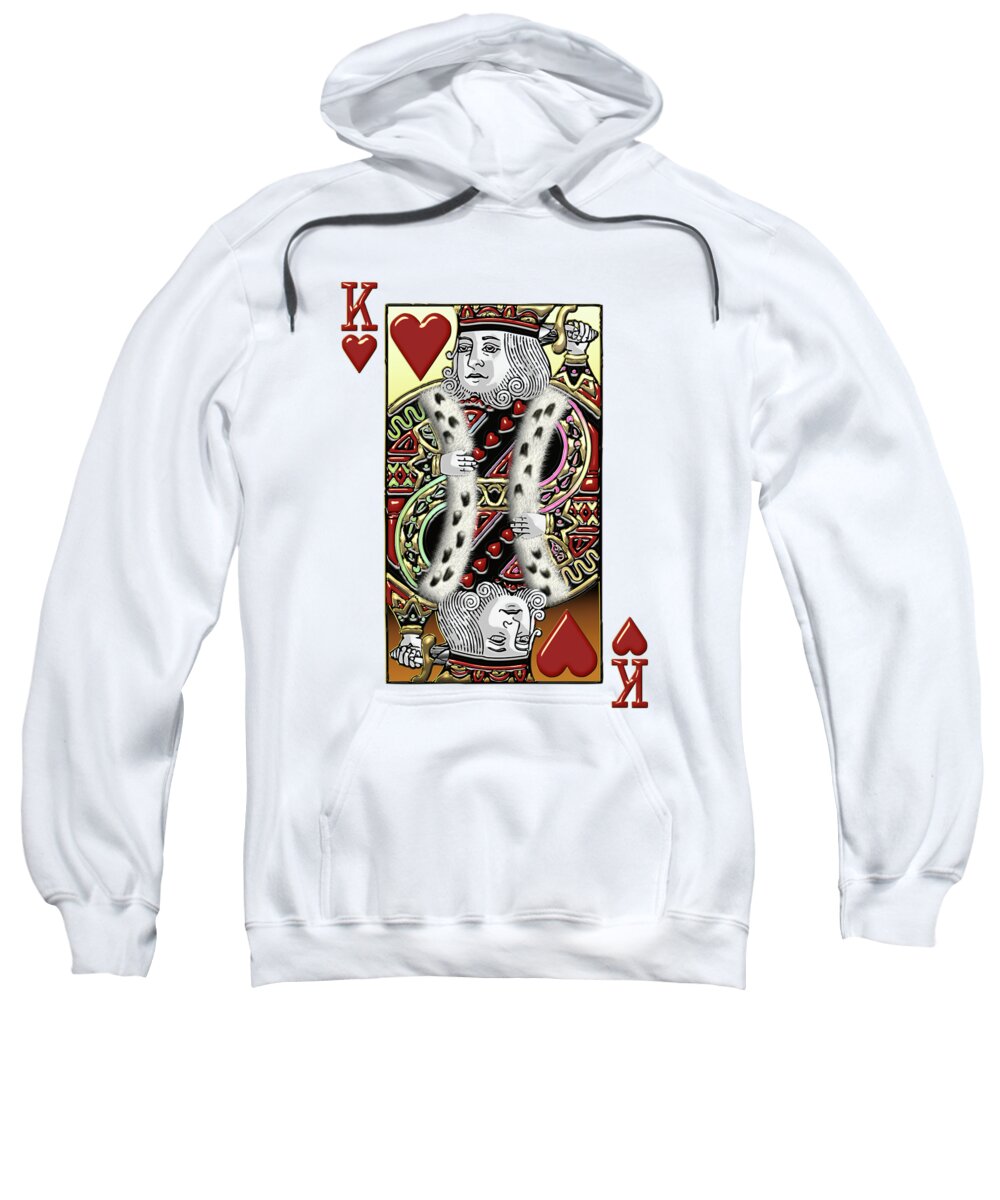 'gamble' Collection By Serge Averbukh Sweatshirt featuring the digital art King of Hearts over White Leather by Serge Averbukh