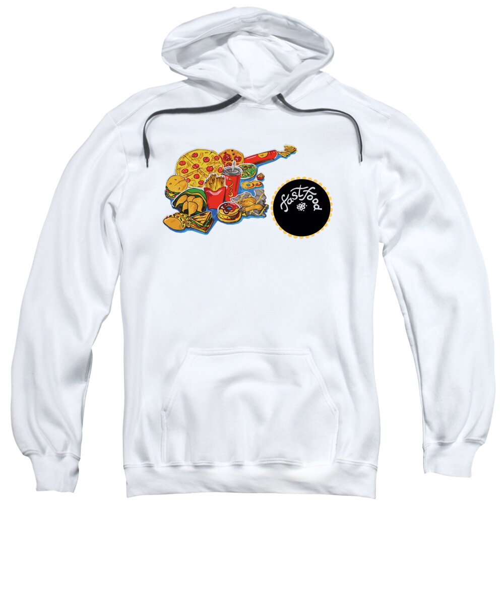 Food Sweatshirt featuring the drawing Kitchen Illustration Of Menu Of Fast Food by Ariadna De Raadt