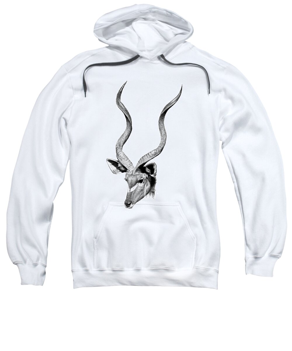Kudu Sweatshirt featuring the drawing Kudu by Scott Woyak