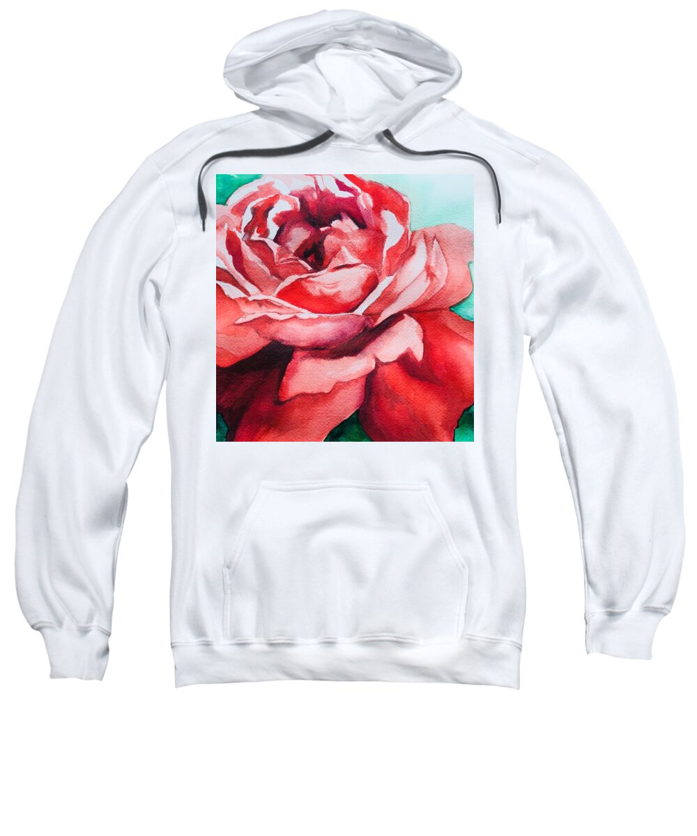 Rose Sweatshirt featuring the painting Lady in Red by Sonia Mocnik