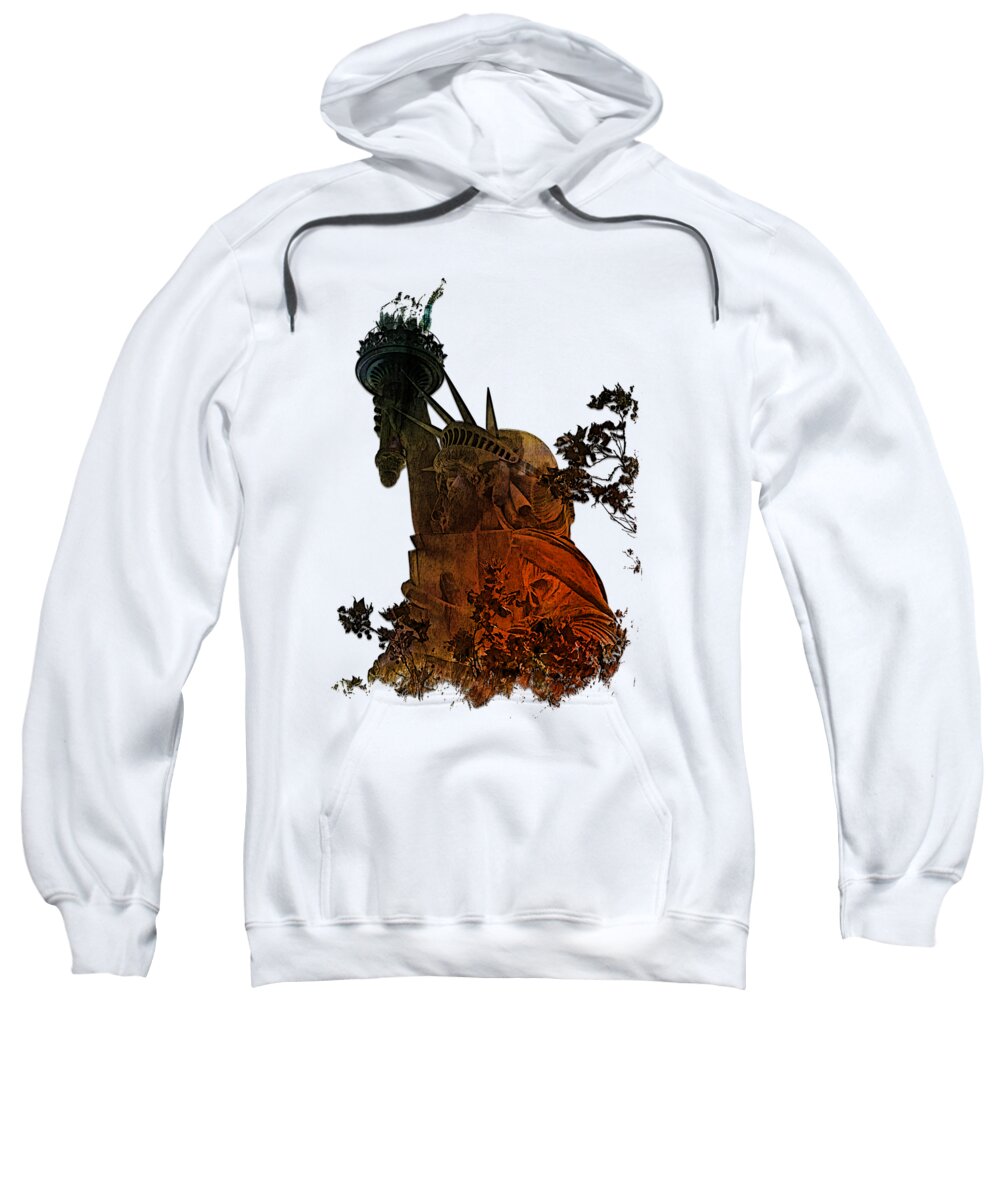 Earthy Sweatshirt featuring the photograph Lady Liberty Earthy Rainbow 3 Dimensional by DiDesigns Graphics
