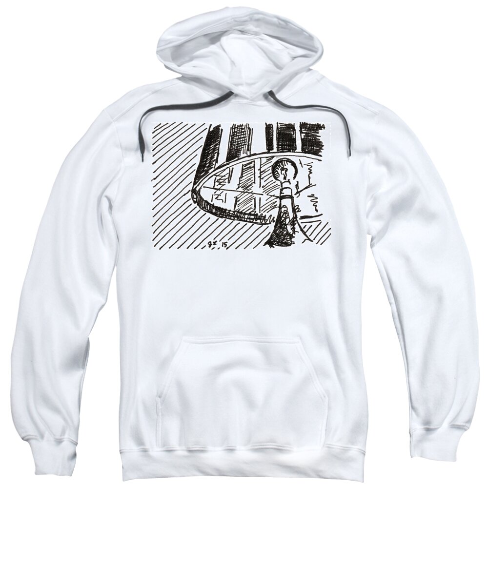 Lamp Sweatshirt featuring the drawing Lamp 1 2015 - ACEO by Joseph A Langley