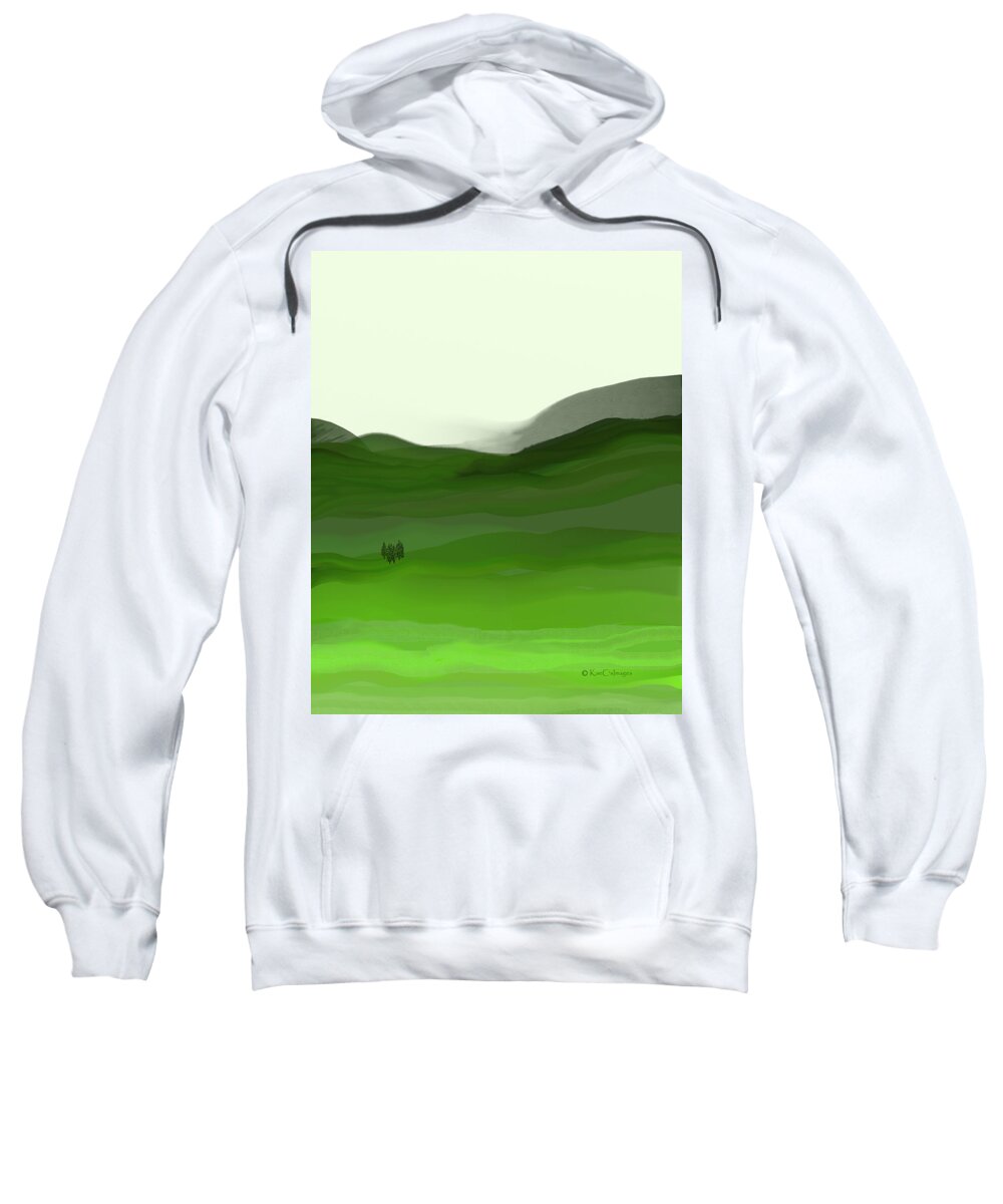 Scenic Sweatshirt featuring the digital art Landscape in Green by Kae Cheatham