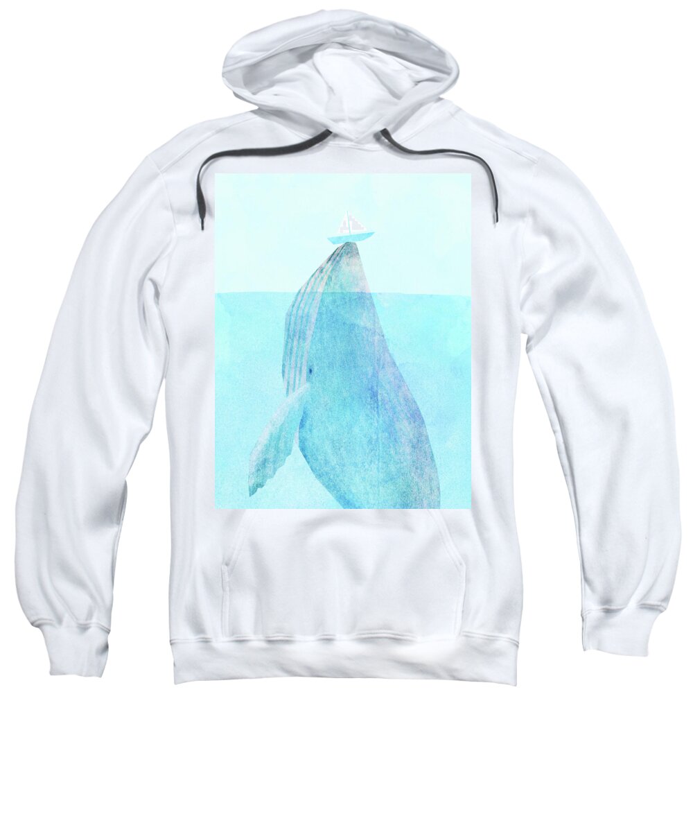 Whale Sweatshirt featuring the drawing Lift option by Eric Fan