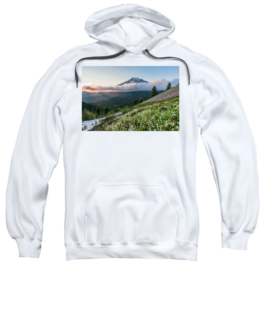 Avalanche Sweatshirt featuring the photograph Lilies snow and mountain by Philip Cho