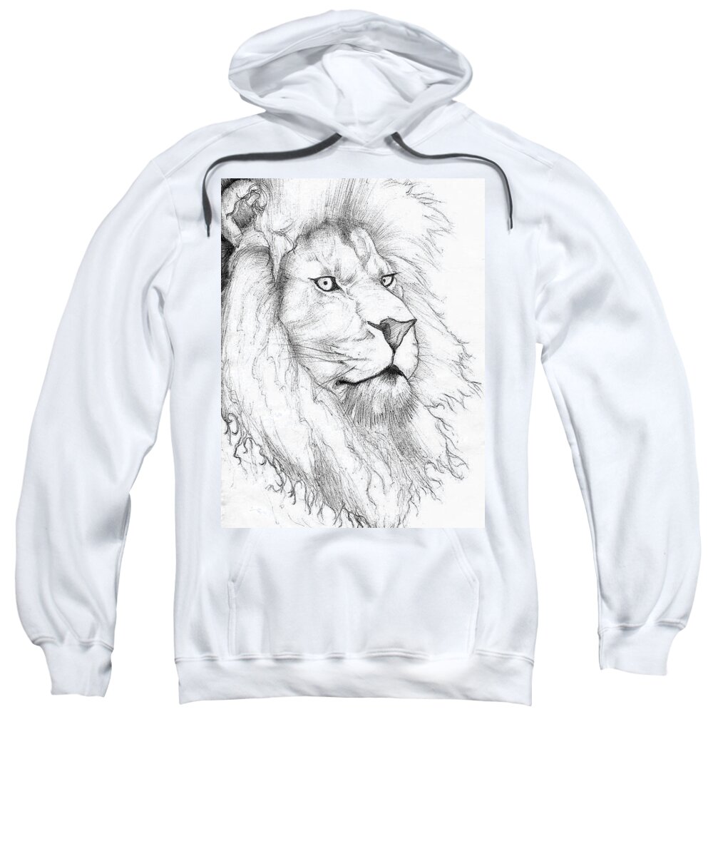 Lion Sweatshirt featuring the drawing Lion by Chris Randall