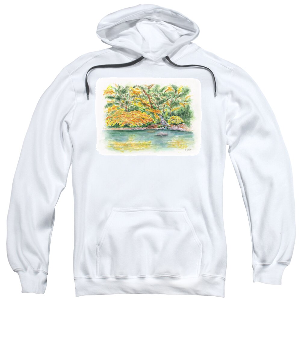 Lithia Park Sweatshirt featuring the painting Lithia Park Reflections by Lori Taylor