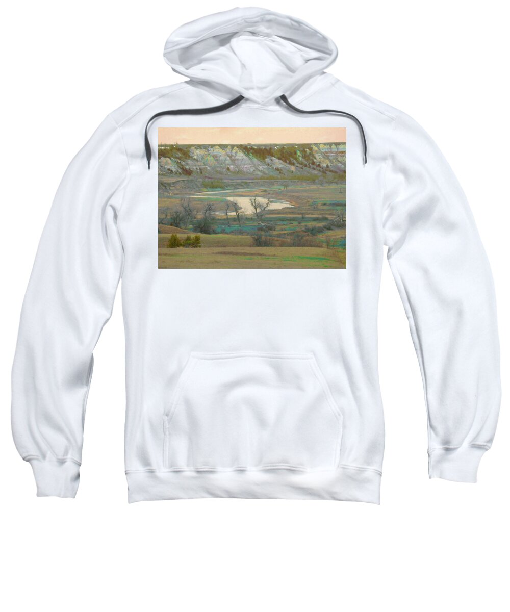 North Dakota Sweatshirt featuring the photograph Logging Camp River Reverie by Cris Fulton