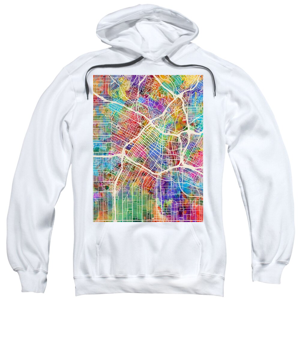 Los Angeles Sweatshirt featuring the digital art Los Angeles City Street Map by Michael Tompsett