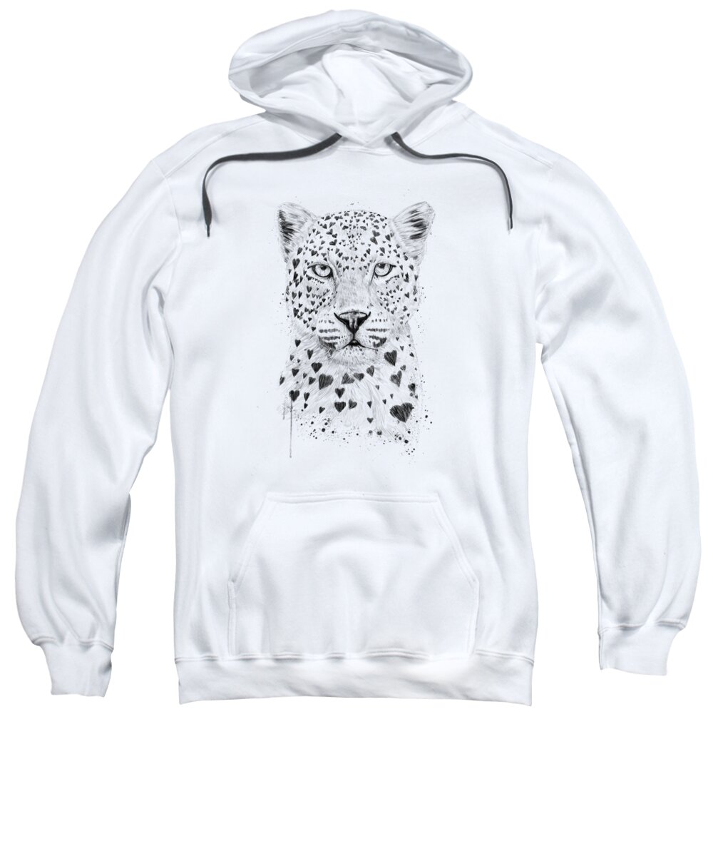 Leopard Sweatshirt featuring the drawing Lovely leopard by Balazs Solti