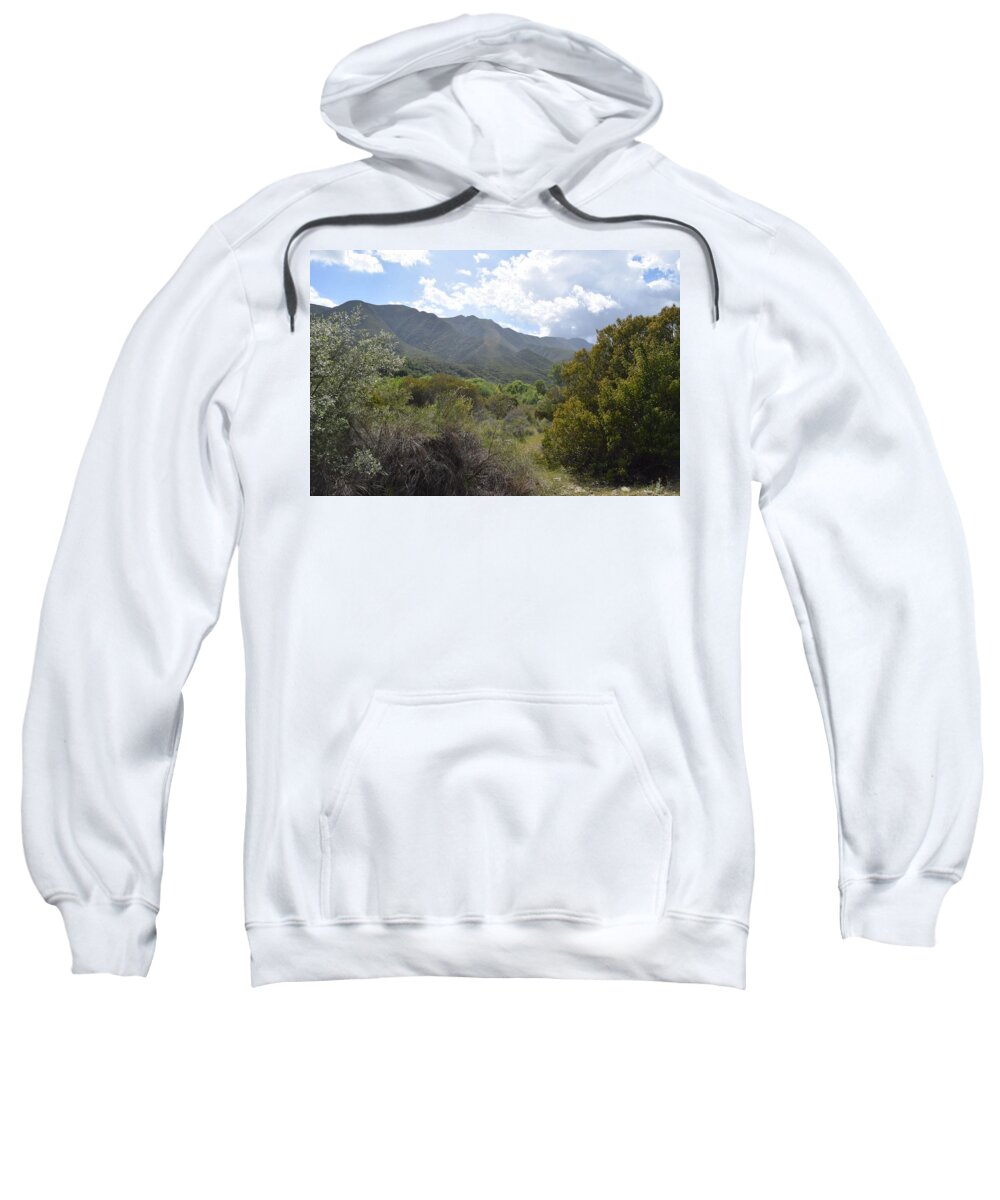 Photograph Sweatshirt featuring the painting Lush Green Mountains Clear Skies Ojai by Lorie Stevens