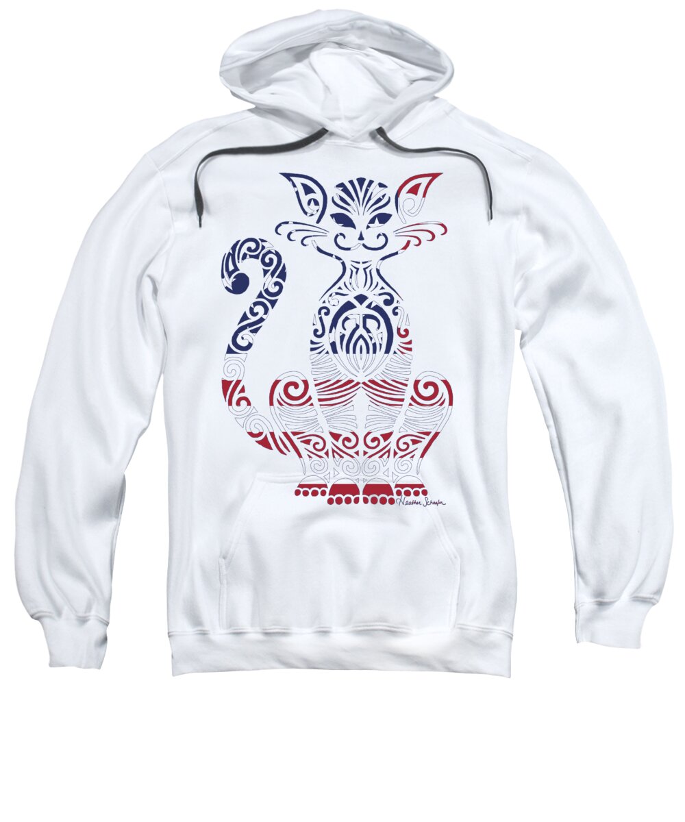 American Sweatshirt featuring the digital art Made in the USA Cat by Heather Schaefer