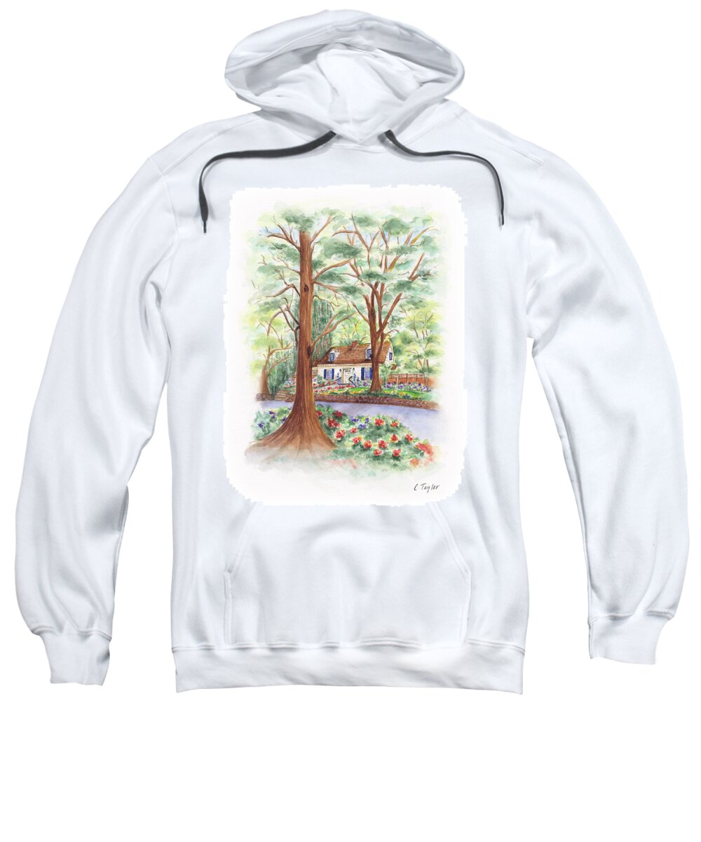Cottage In Woods Sweatshirt featuring the painting Main Street Charmer by Lori Taylor