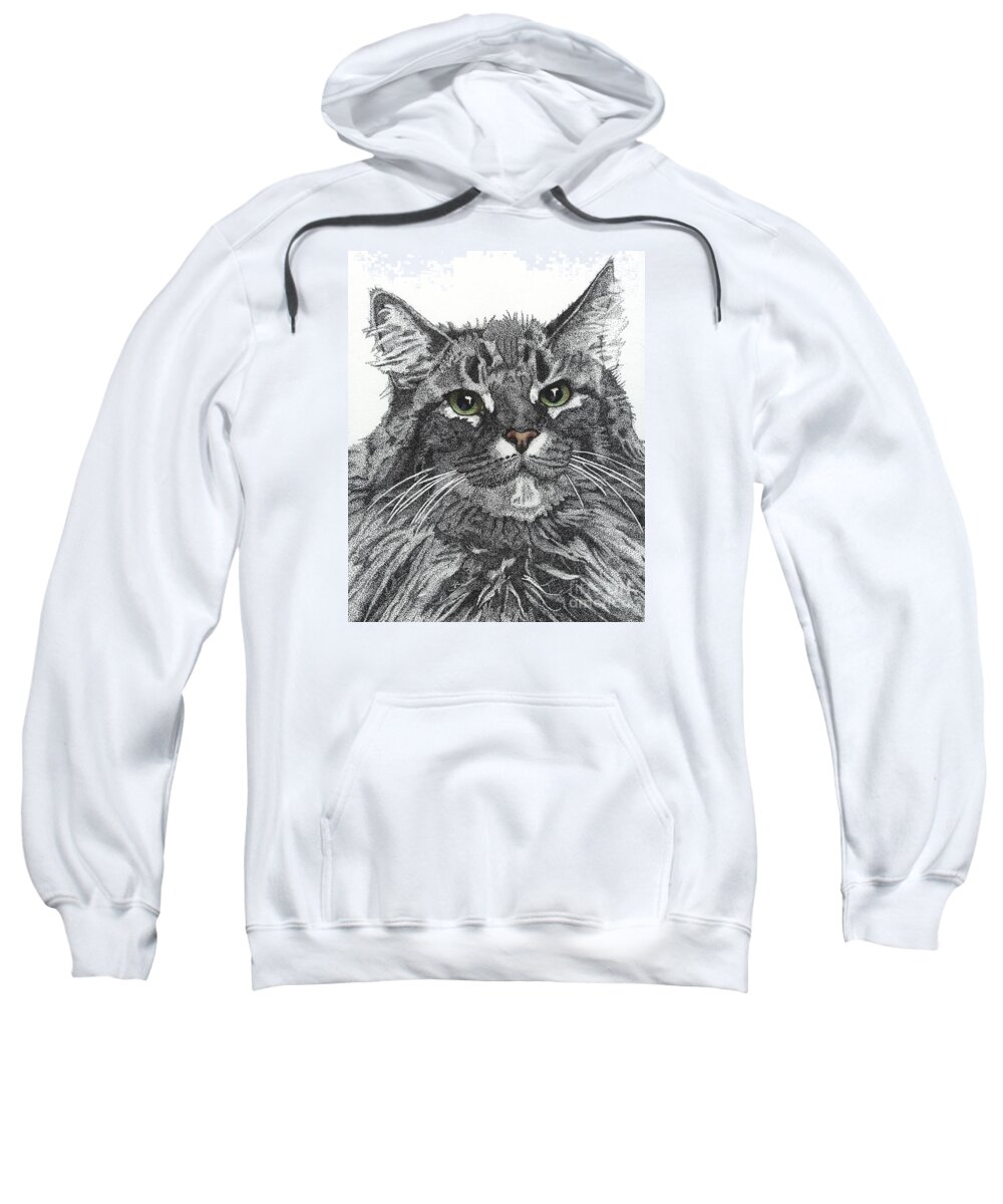 Maine Coon Sweatshirt featuring the drawing Maine Coon by Jennefer Chaudhry