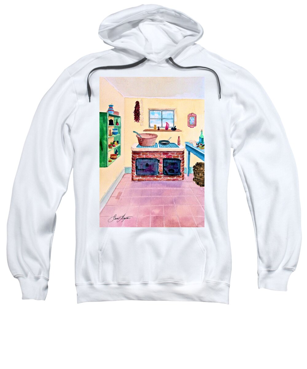 Mexico Sweatshirt featuring the painting Mamacita's Kitchen by Frank SantAgata