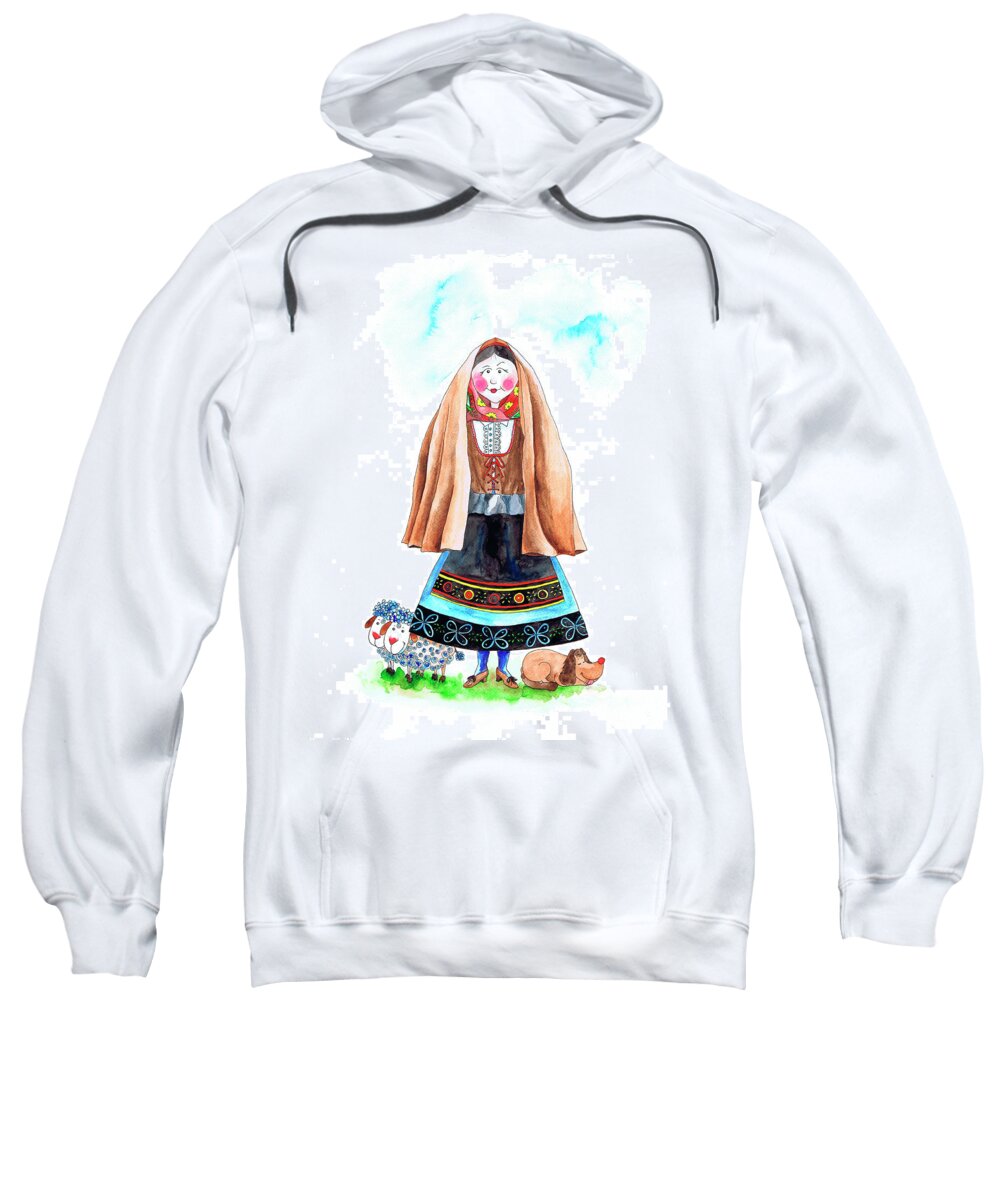 Portugal Sweatshirt featuring the painting Maria da Serra by Isabel Salvador