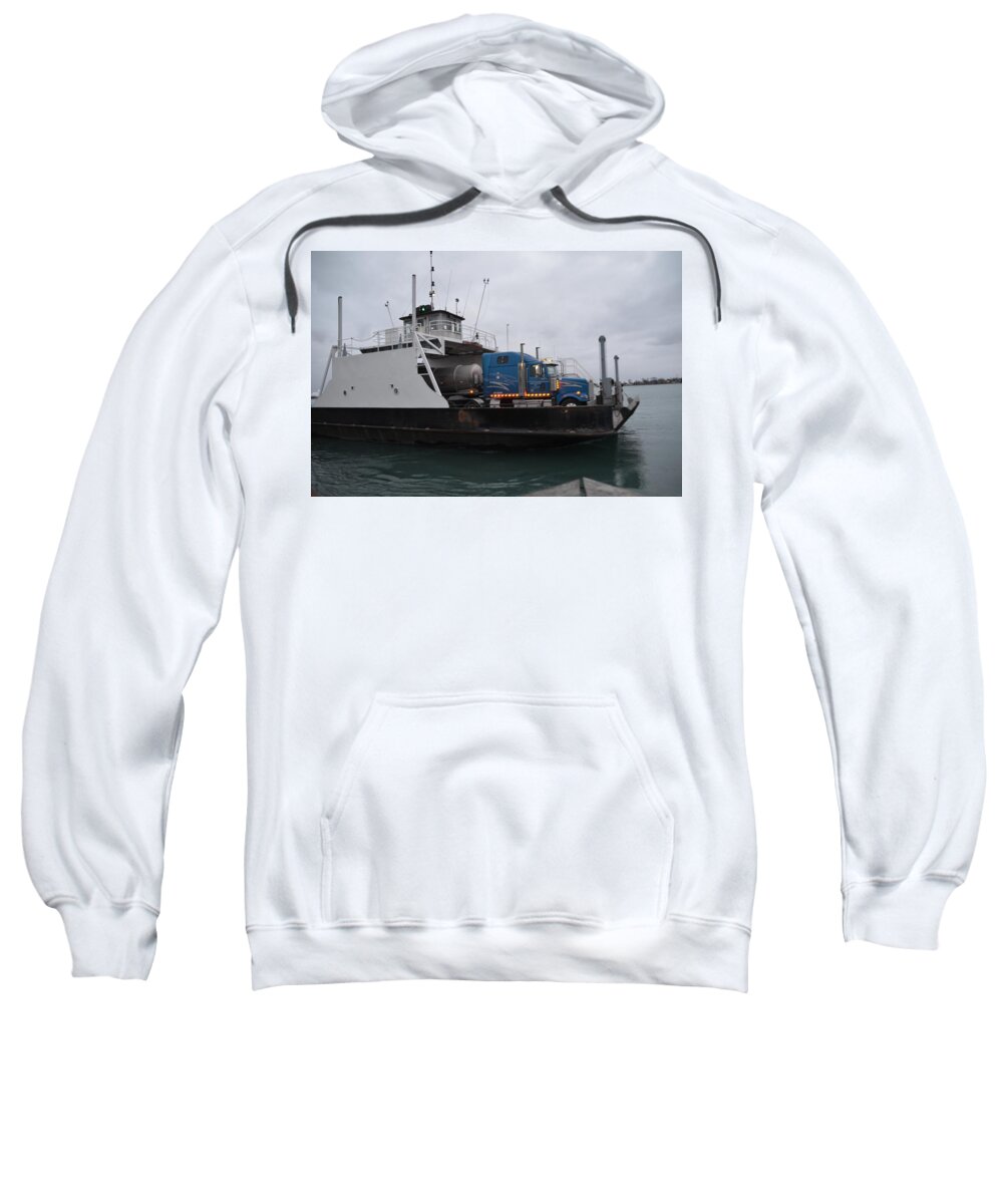 Car Ferry Sweatshirt featuring the photograph Marine City Mich car truck ferry by Randy J Heath