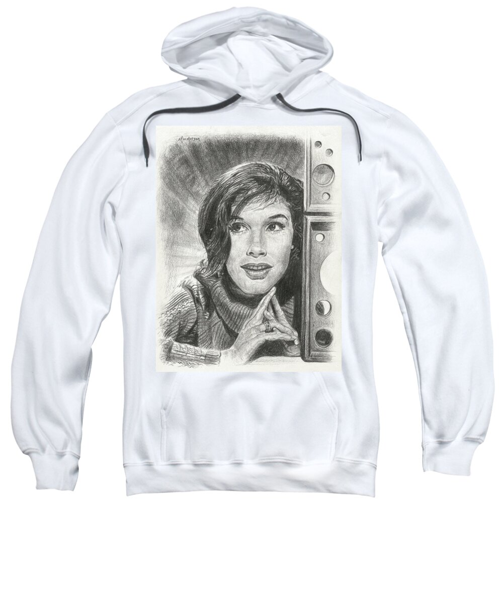 Mary Tyler Moore Sweatshirt featuring the drawing Mary Tyler Moore by Michael Morgan