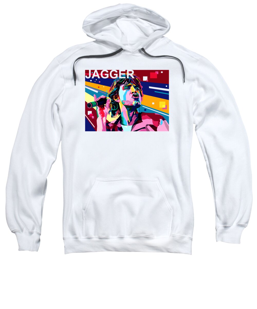 Mick Jagger Sweatshirt featuring the digital art Mick Jagger by Mal Bray