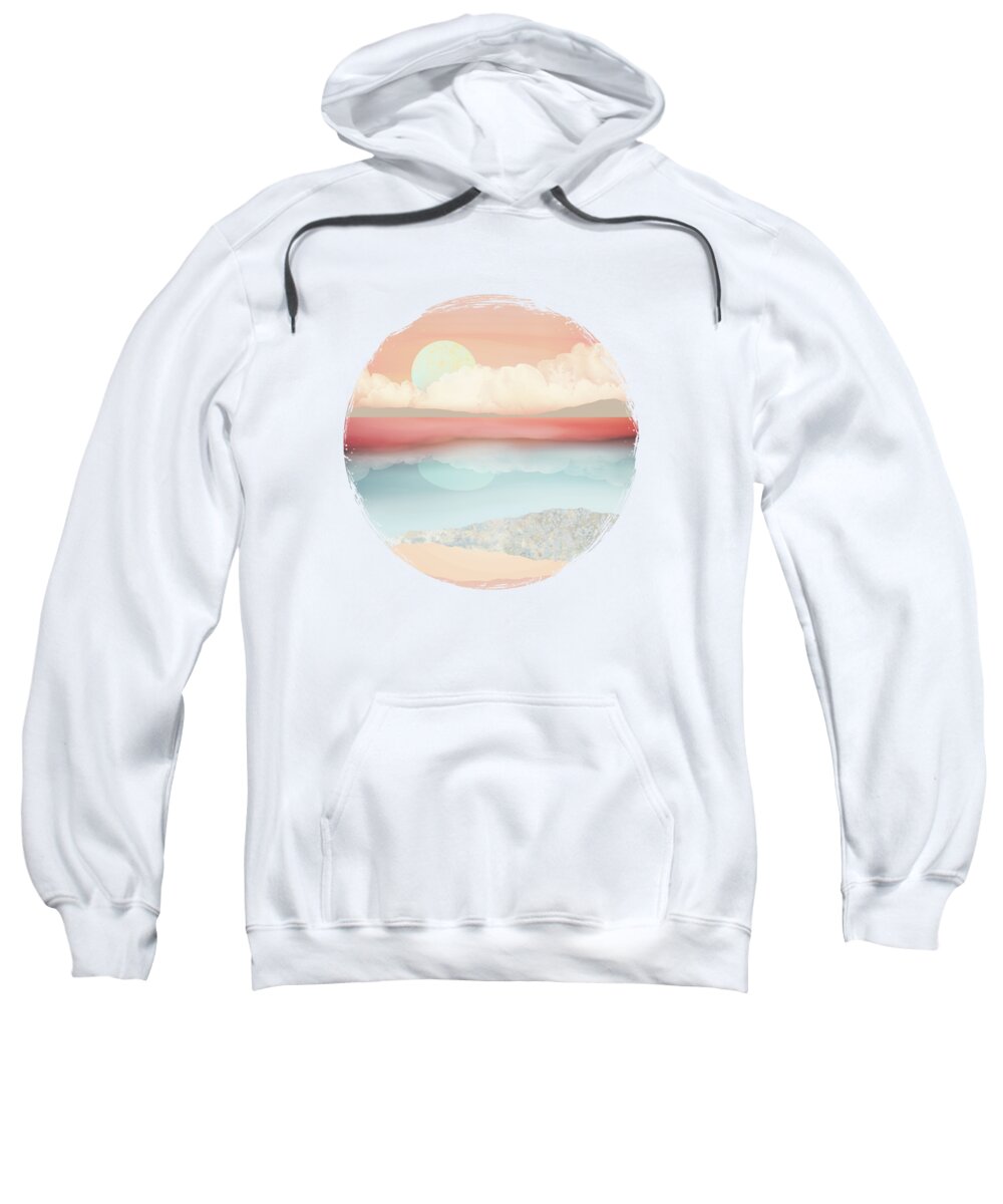 Mint Sweatshirt featuring the digital art Mint Moon Beach by Spacefrog Designs