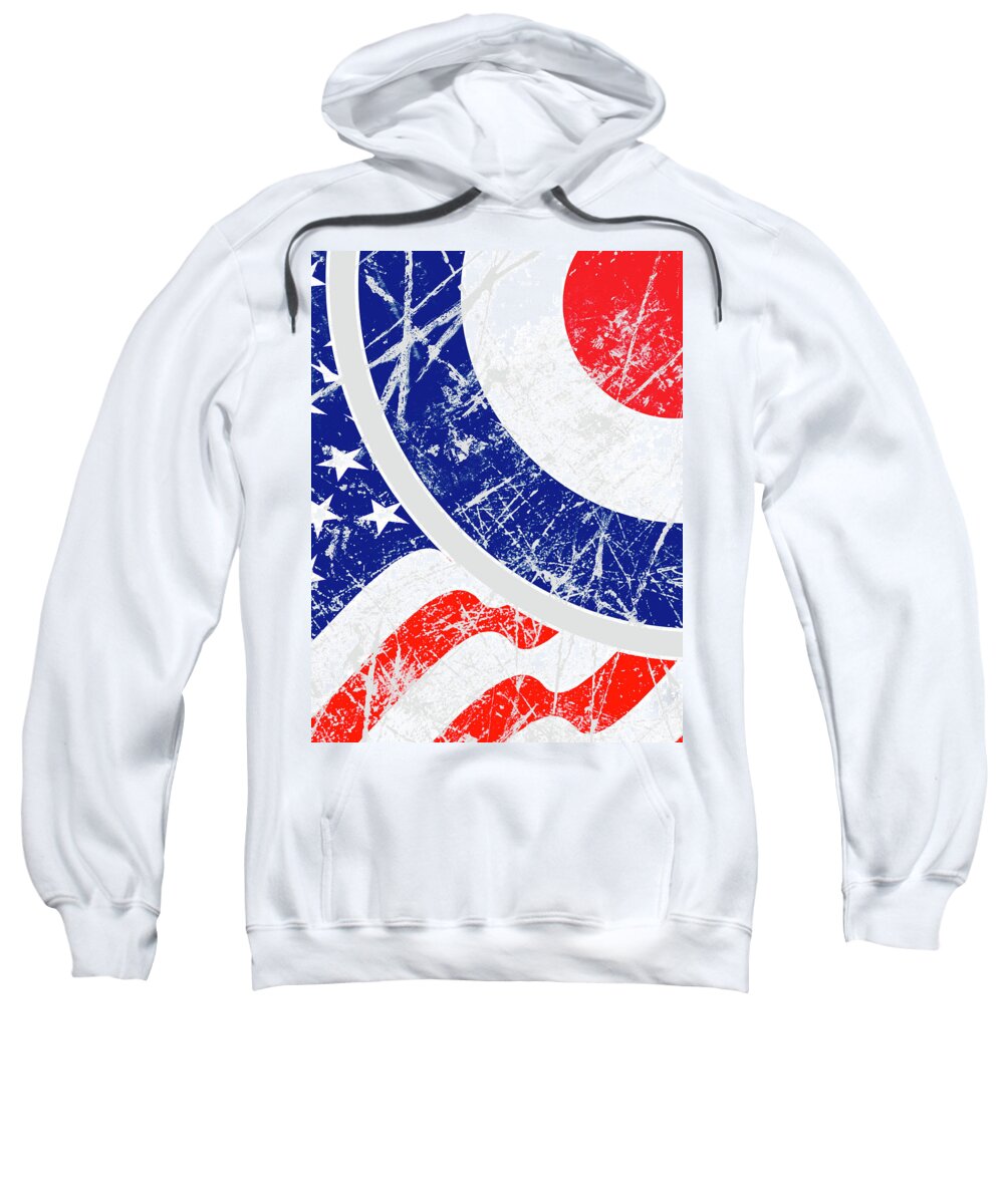 Mod Sweatshirt featuring the digital art Mod Roundel American Flag in Grunge Distressed Style by Garaga Designs
