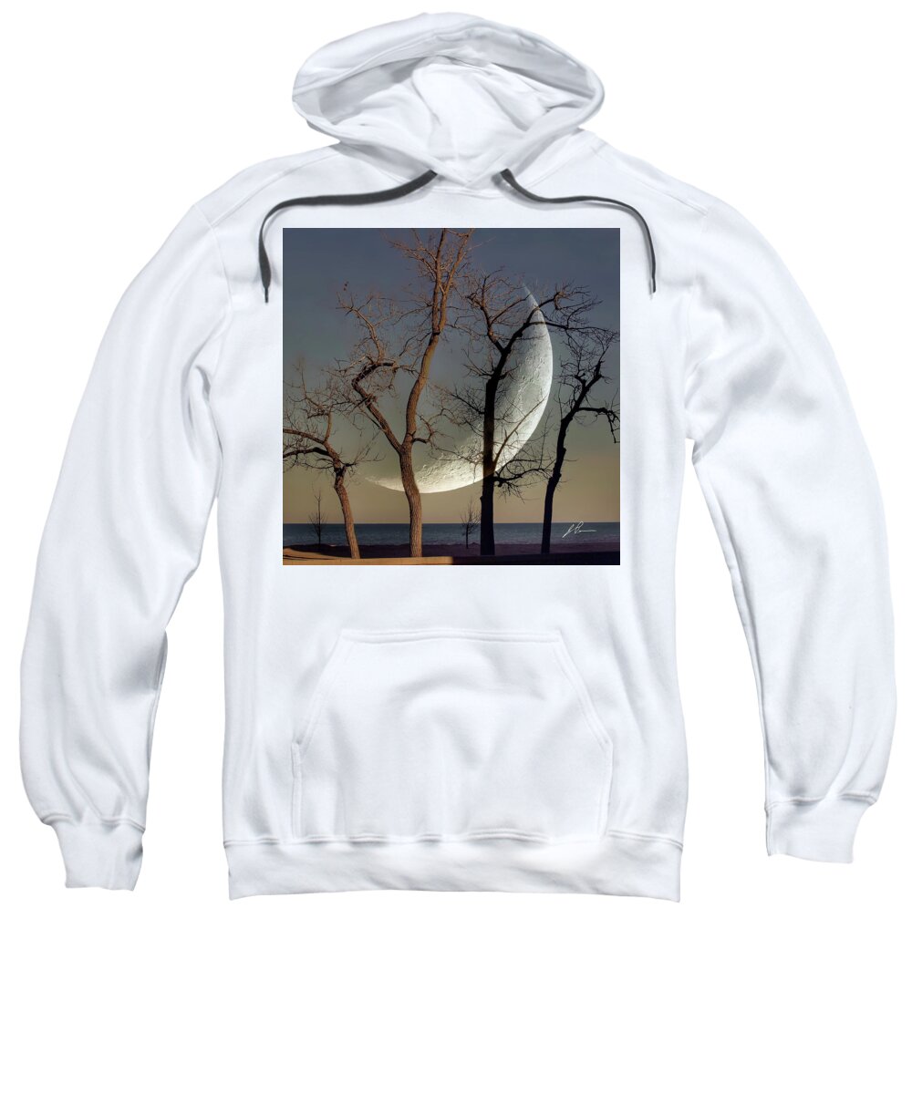 Moon Sweatshirt featuring the photograph Moon and Trees by Jackson Pearson