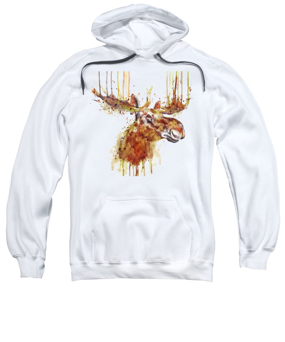 Moose Sweatshirt featuring the painting Moose Head by Marian Voicu