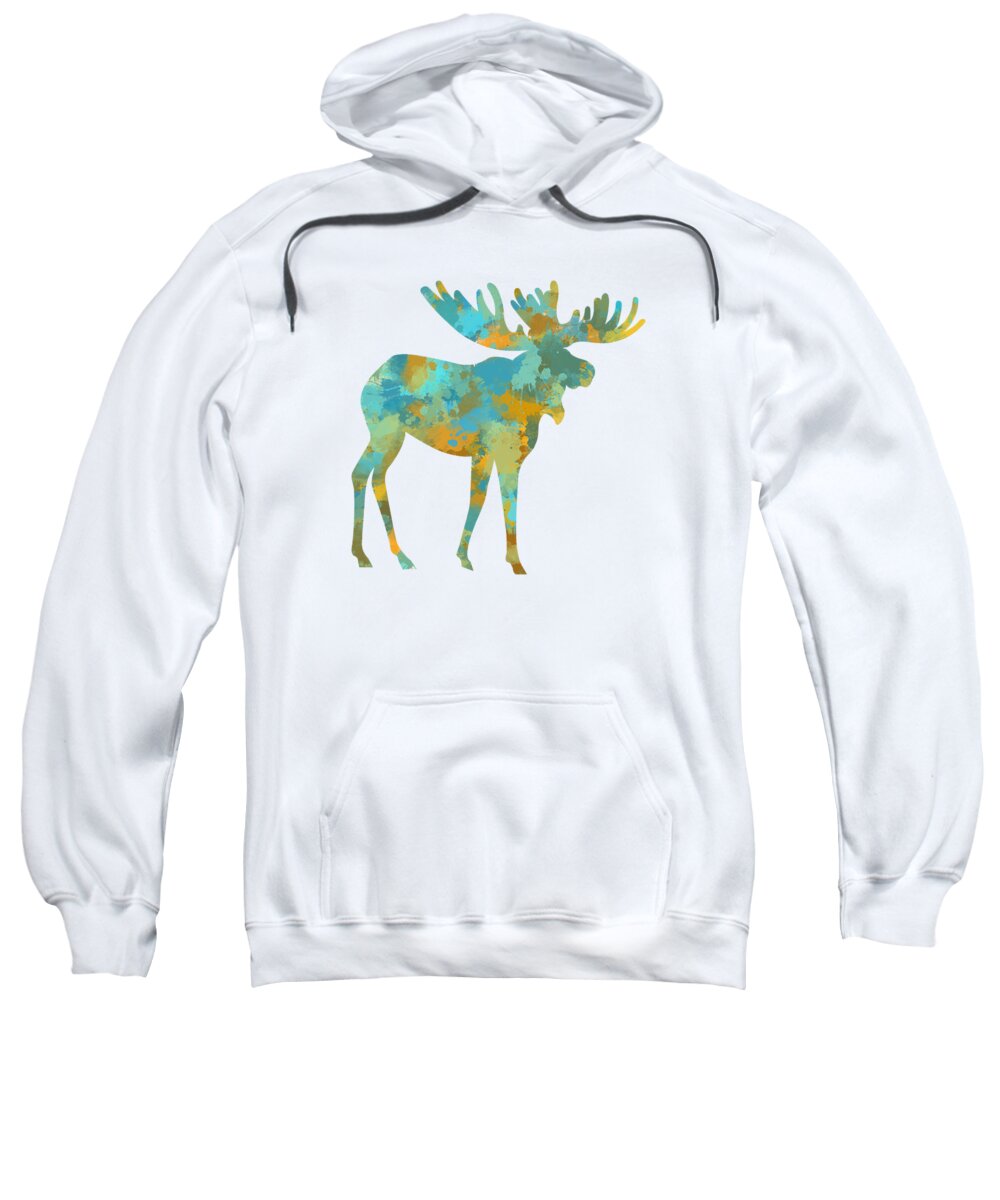 Moose Sweatshirt featuring the mixed media Moose Watercolor Art by Christina Rollo
