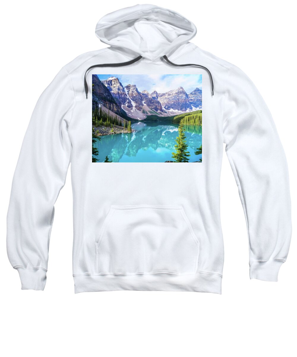 Alberta Sweatshirt featuring the photograph Moraine Beauty by Joe Kopp