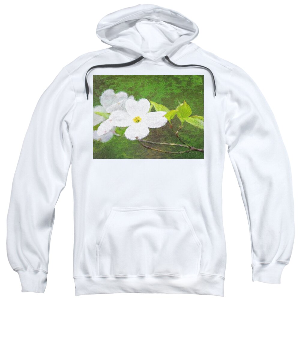 Spring Change Of Season Tree Blossoms Flowers Branch Digital Midwest Ohio Green White Yellow Brown May June Park Garden Forest Woods Sweatshirt featuring the photograph My Dogwood Blooms by Diane Lindon Coy