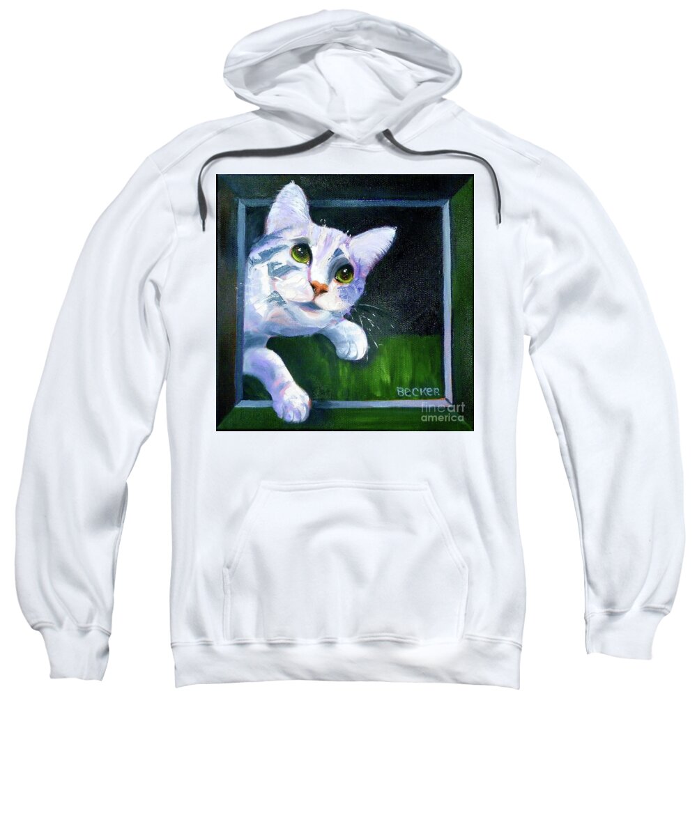 Feline Sweatshirt featuring the painting Till There Was You by Susan A Becker