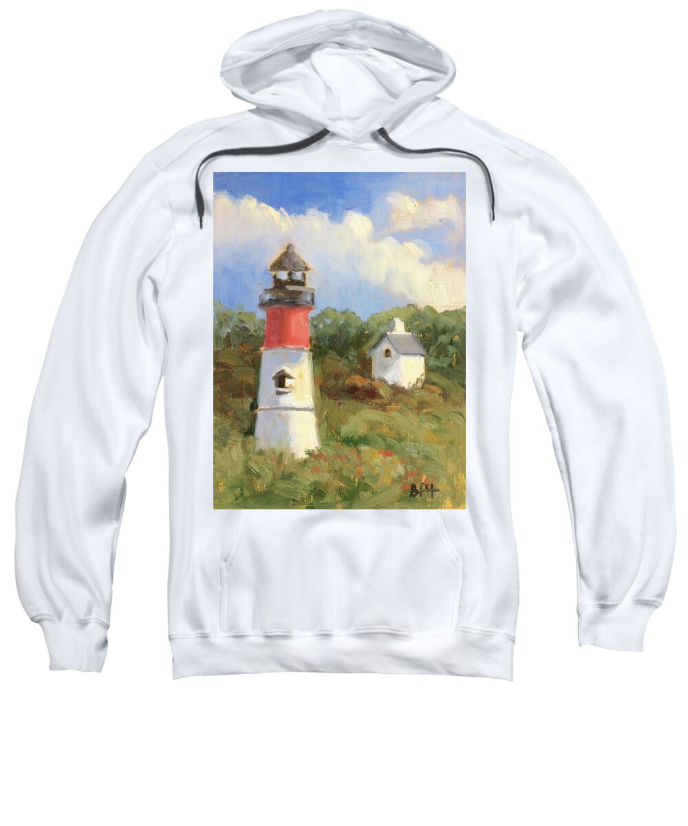 Cape Cod Sweatshirt featuring the painting Nauset Light MidSummer by Barbara Hageman