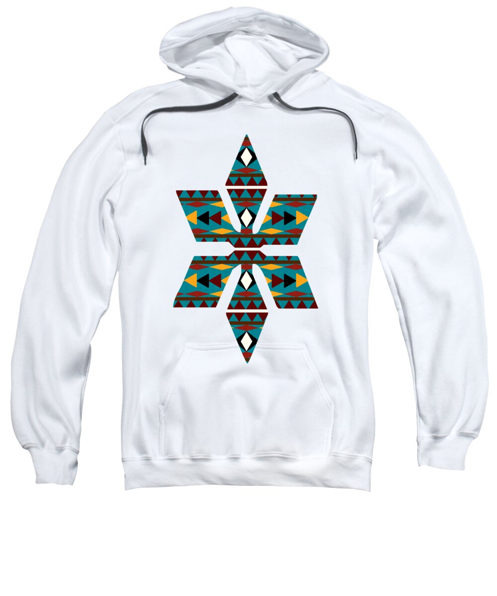 Navajo Sweatshirt featuring the mixed media Navajo Teal Pattern Art by Christina Rollo