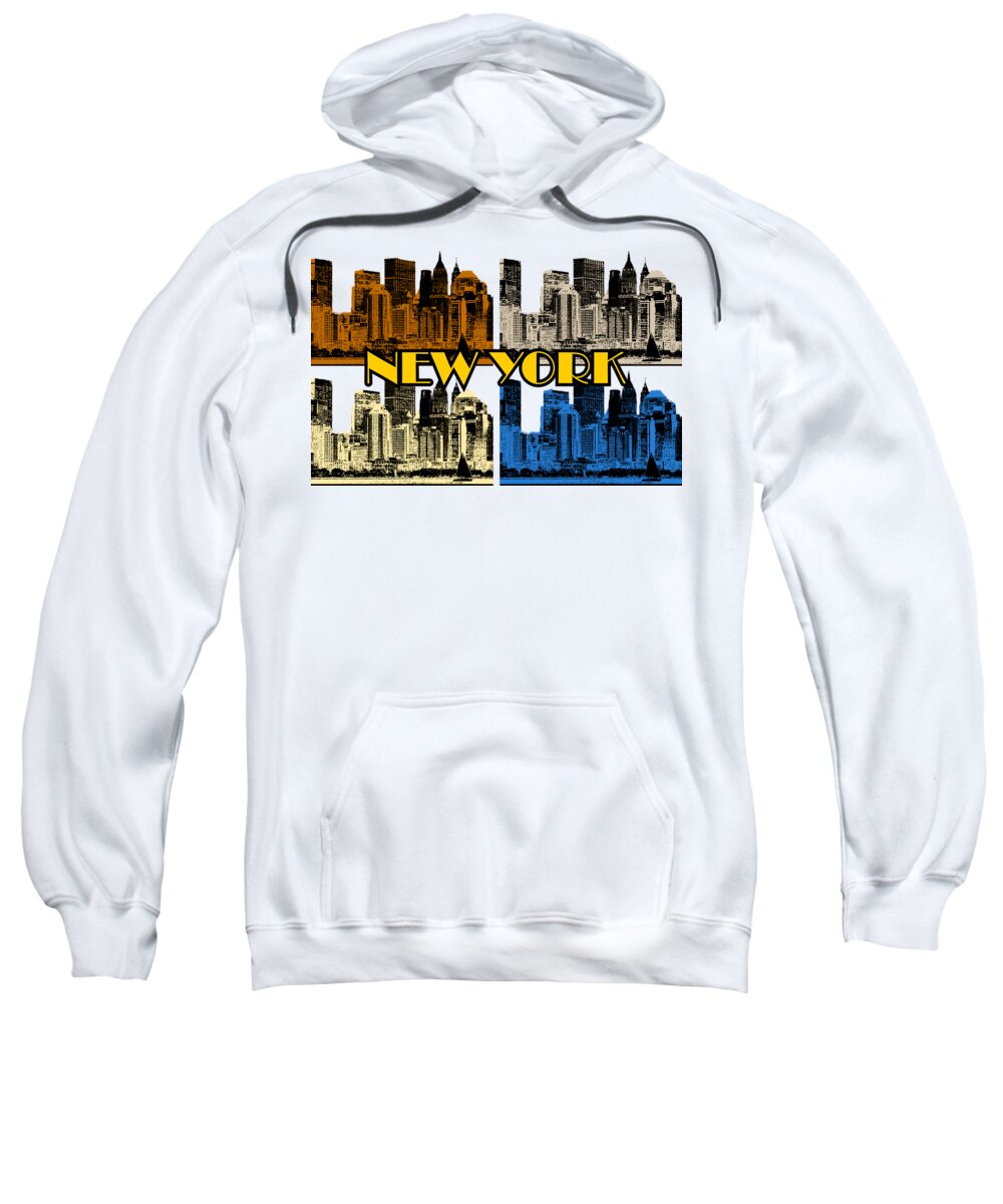 New-york Sweatshirt featuring the digital art New York 4 color by Piotr Dulski