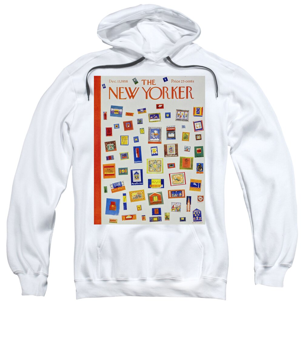 Christmas Sweatshirt featuring the painting New Yorker December 13 1958 by Anatole Kovarsky