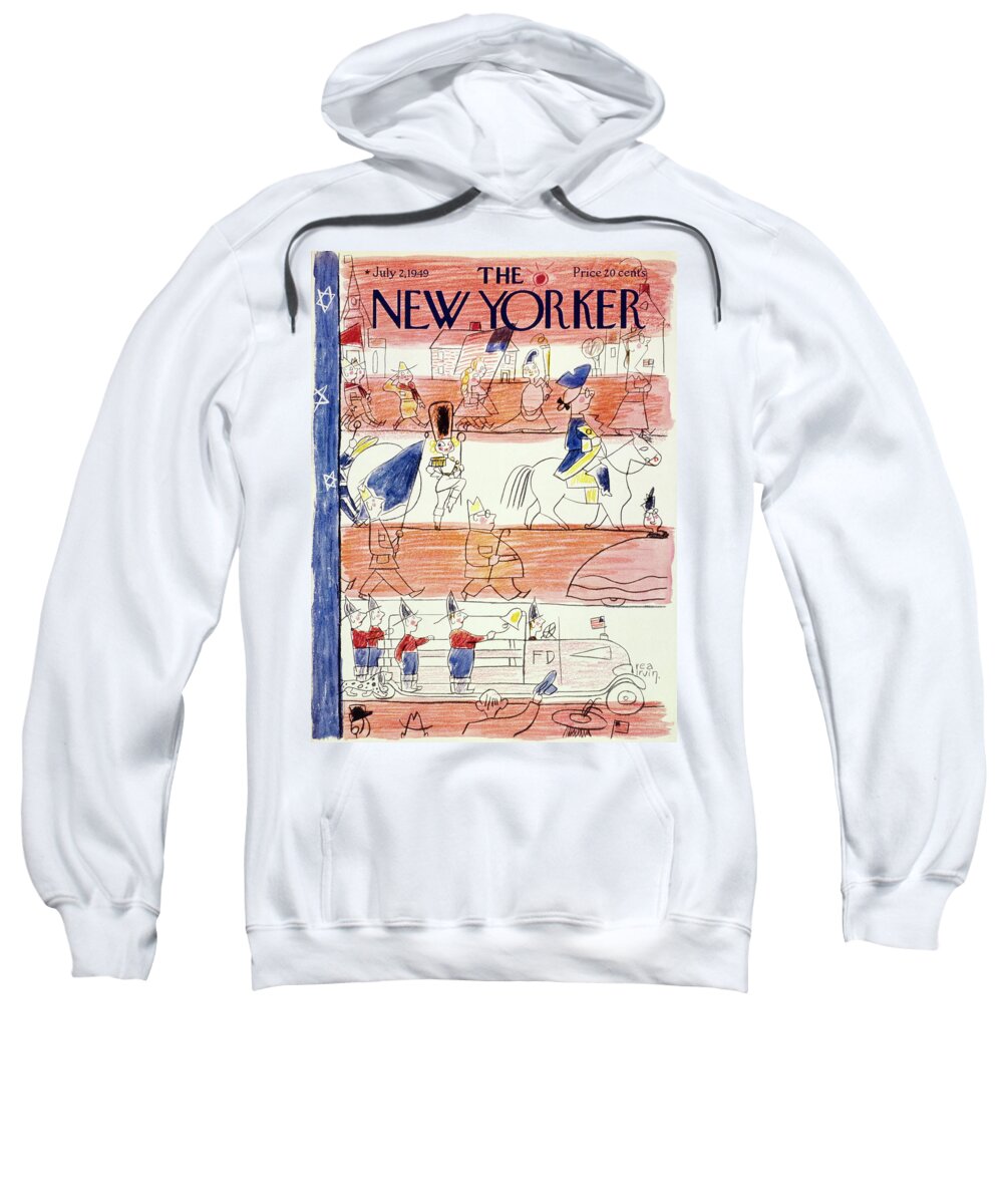 Independence Day Sweatshirt featuring the painting New Yorker July 2 1949 by Rea Irvin