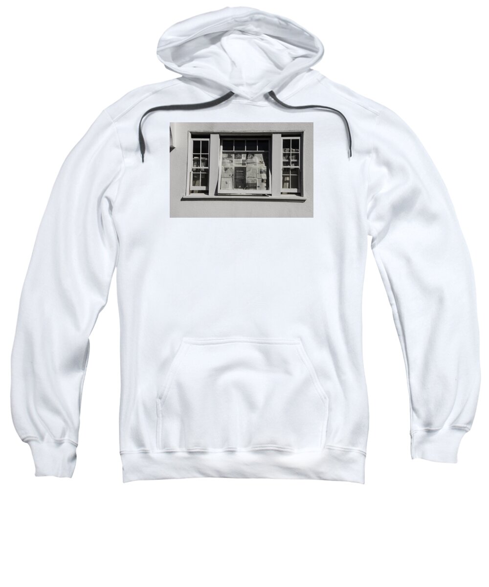 Shadow Sweatshirt featuring the photograph Newspaper Window by Erik Burg