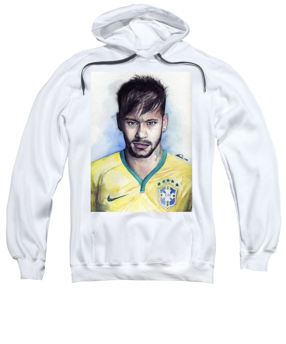 Neymar Sweatshirt featuring the painting Neymar by Alban Dizdari